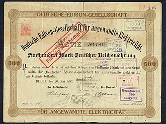 Deutsche Edison Gesellschaft fur angewandte Elektrizitat 1883